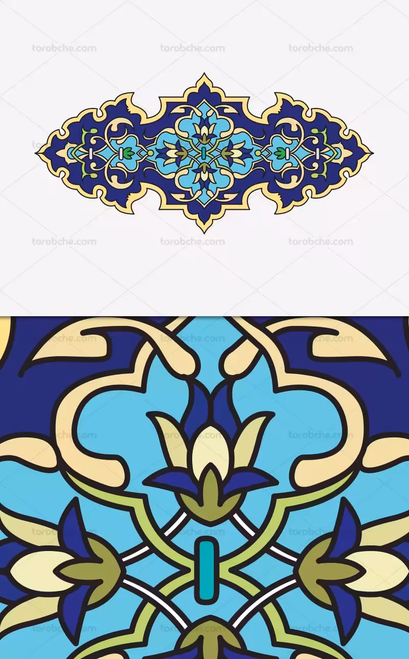 وکتور ترنج تذهیب آبی | گرافیک با طعم تربچه