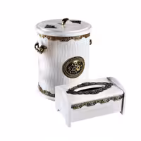 ست سطل و جا دستمال کاغذی چوبی مدل رویال کد 900