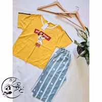 ست تیشرتو شلوارک نخپنبه وارداتی  مناسب سایز  مدیوم 