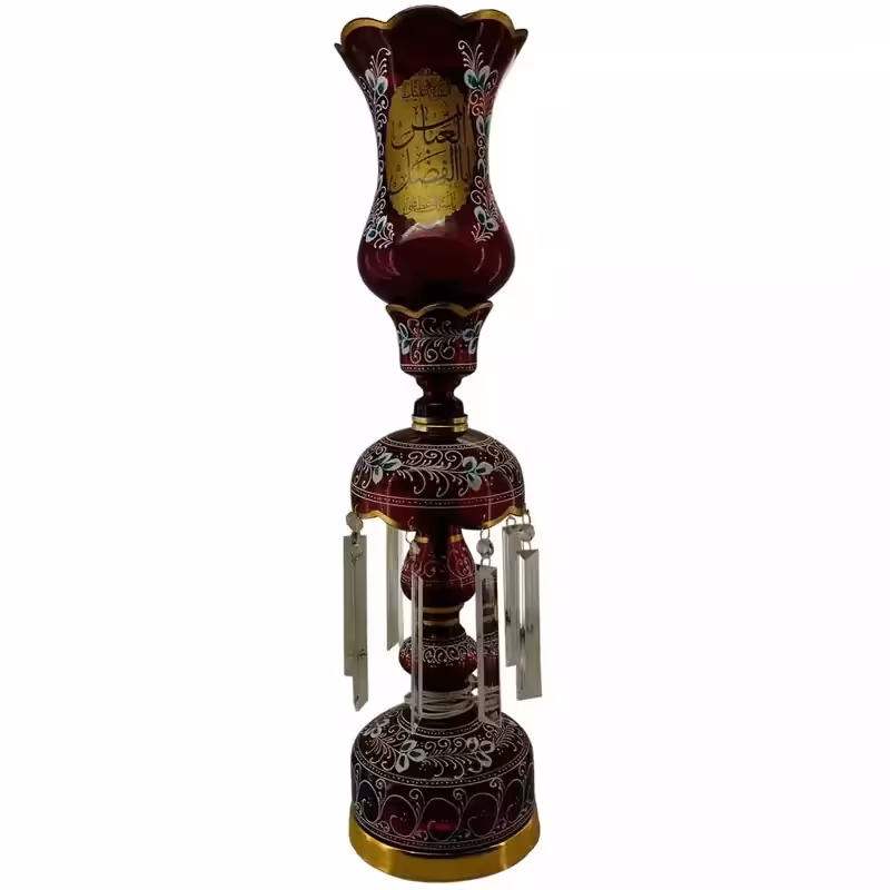 103226-لاله شمعدانی متوسط ارتفاع 64-قطر دهانه 15-قرمز یا حسین و یا عباس ع-کنار منبری هیئت