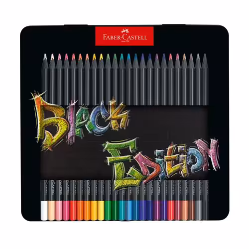 مداد رنگی 24 رنگ فابرکاستل بدنه مشکی Faber-Castell Black Edition جعبه فلزی