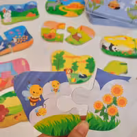 پازل ده عددی دو تکه چوبی قوطی فلزی