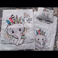 سرویس خواب نوزادی 4 تیکه طرح فیل سرخپوستی لحاف و تشک  وبالشت