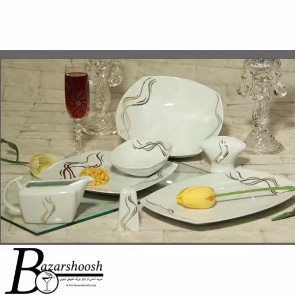 سرویس چینی غذاخوری 107پارچه تقدیس طرح مونترال 12نفره کوئین