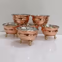 بستنی خوری مسی سه پایه برنجی نانو شده زنجانی‌ها ست 6 تایی