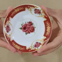 نعلبکی چینی طرح معینی زرشکی رز بسته 6 عددی با ارسال رایگان