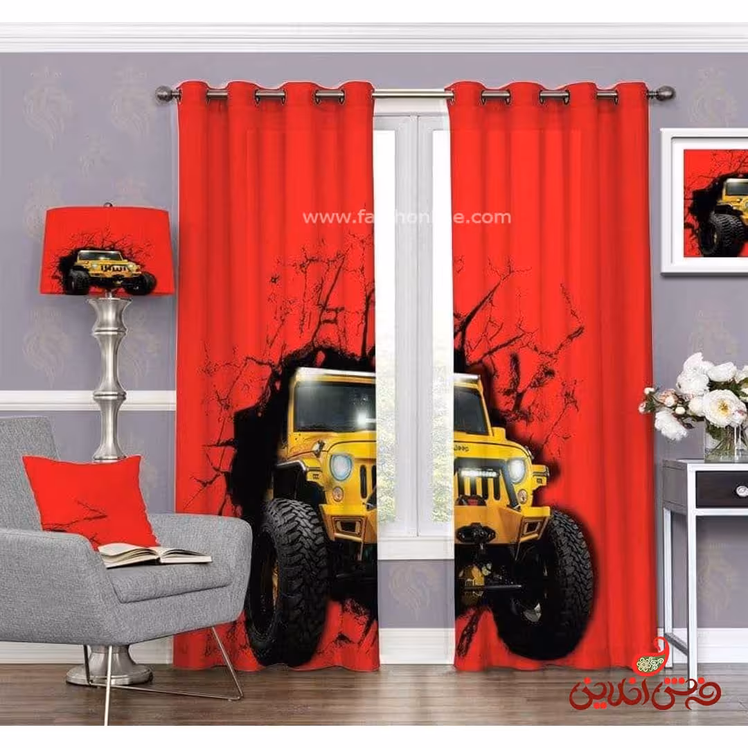 پرده 2عددی کد 3689 طرح ماشین آفرود