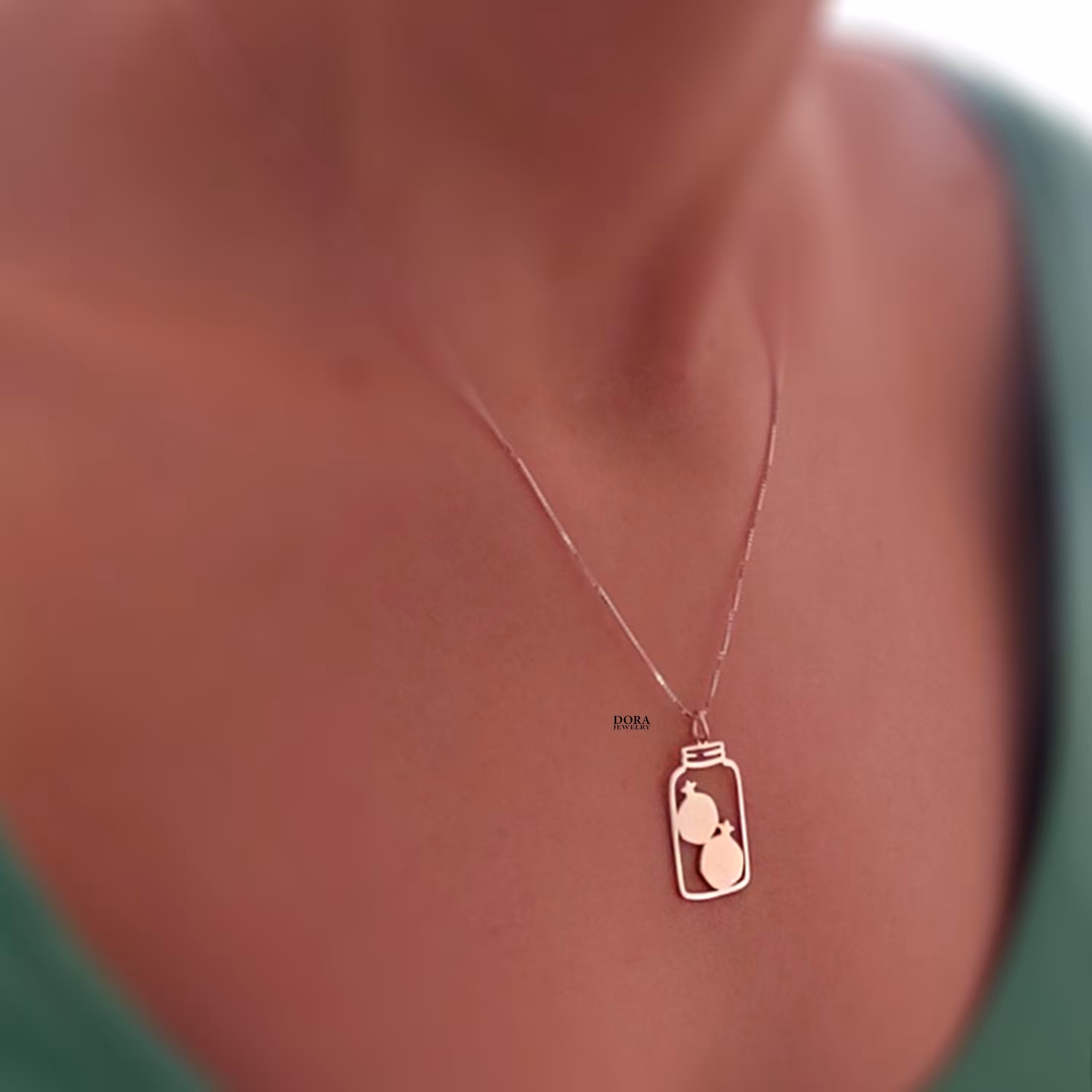 گردنبند انار و بطری مناسب  یلدا دخترانه جنس نقره