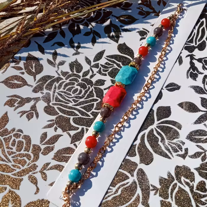 دستبند  وارداتی دو ردیفه طرح سنگ 