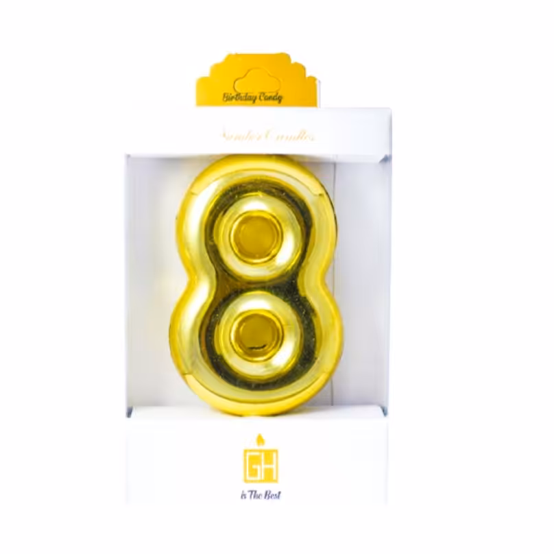 شمع تولد کروم طلایی عدد  هشت