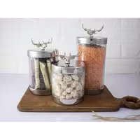 بانکه استیل و شیشه ترک گوزن 3 عددی ارشاکو هوم 