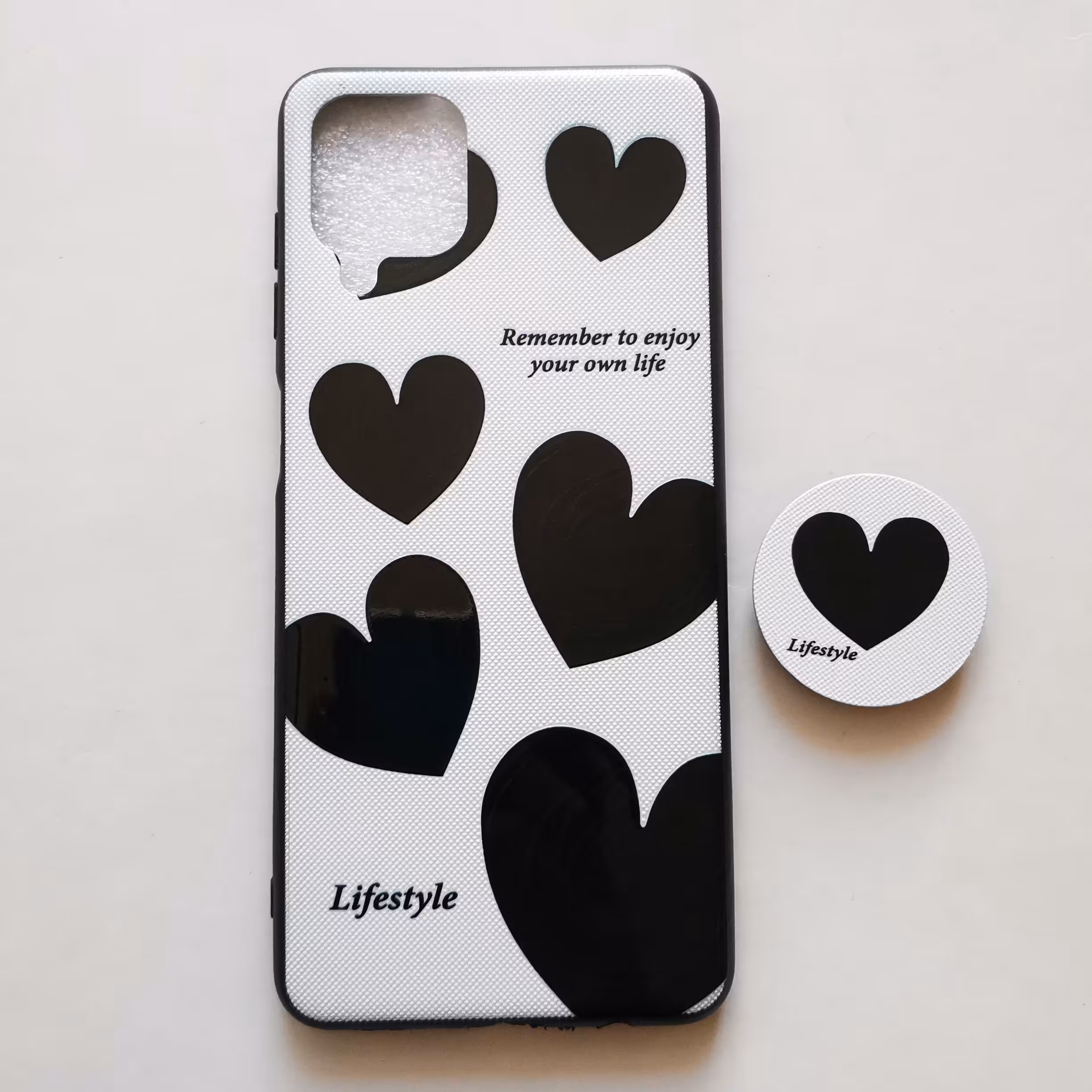 قاب طرحدار پاپ سوکت دار  قلبی گوشی سامسونگ A12 و M12