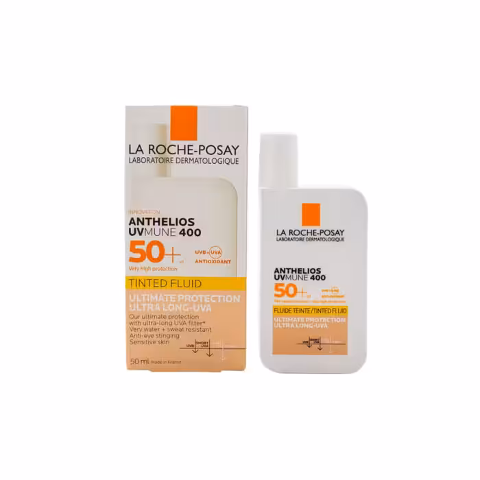 فلوئید ضد آفتاب لاروش پوزای رنگی مناسب پوست چرب سری Anthelios مدل UV Mune 400 با  SPF50 حجم 50 میل | فروشگاه ارس ترک