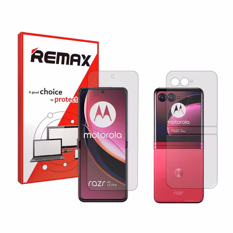 گلس صفحه نمایش و پشت گوشی موتورولا Razr 40 Ultra مدل شفاف برند ریمکس کد SS