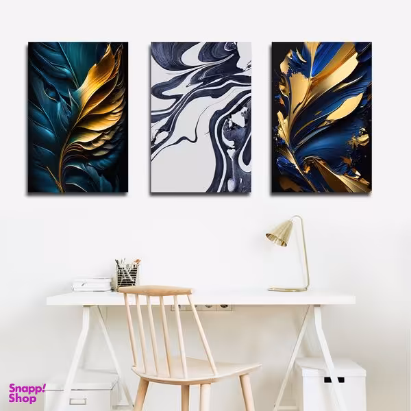 تابلو شاسی بکلیت طرح نقاشی مدرن آبرنگی مدل SH-1731 مجموعه 3 عددی