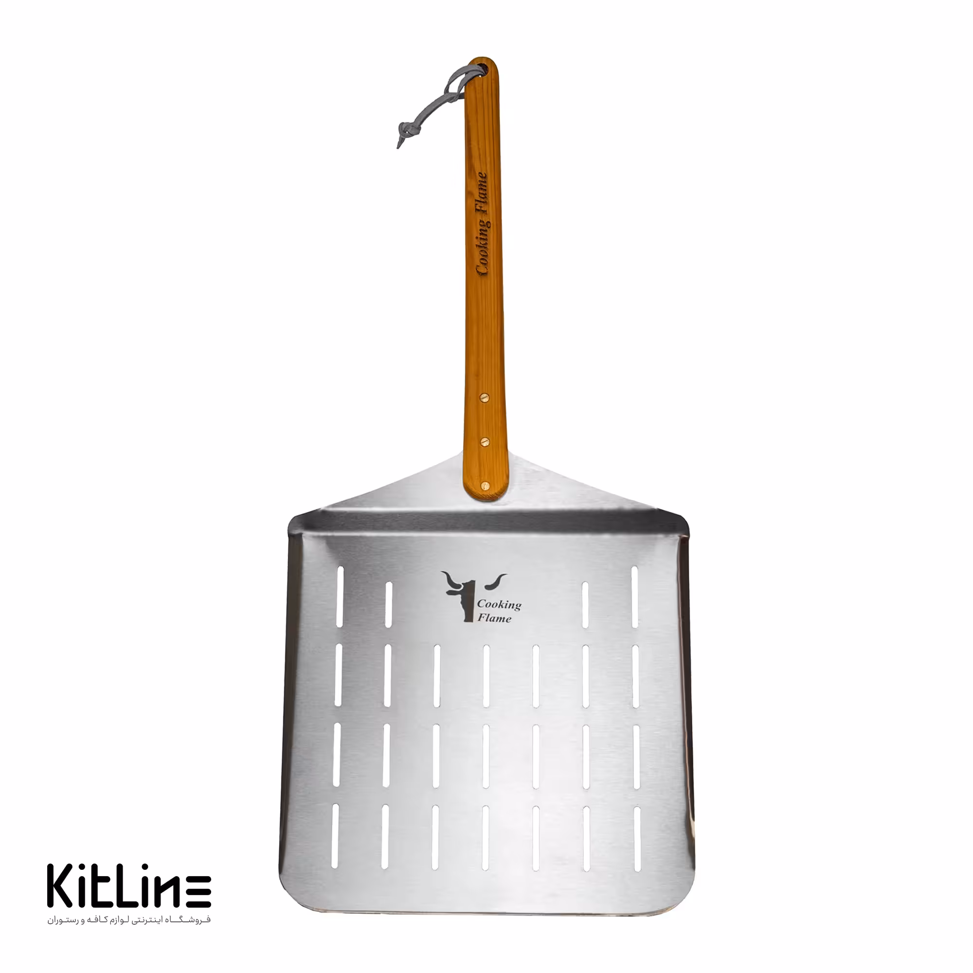 پارو پیتزا پانچ استیل مستطیلی کف 33 دسته چوبی 37 سانتیمتری کوکینگ فلیم (Cooking Flame)