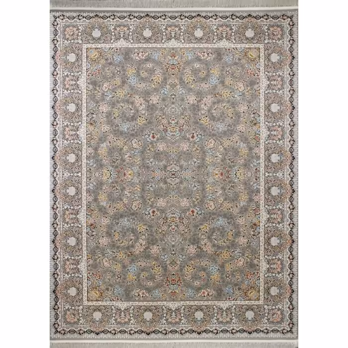 فرش ماشینی افرند 1200 شانه گل برجسته کد 2249 زمینه فیلی (دوازده متری)