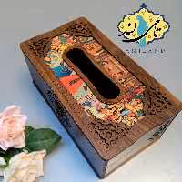 جعبه دستمال کاغذی چوبی کرشمه طرح چهلستون صنایع دستی تامی لند