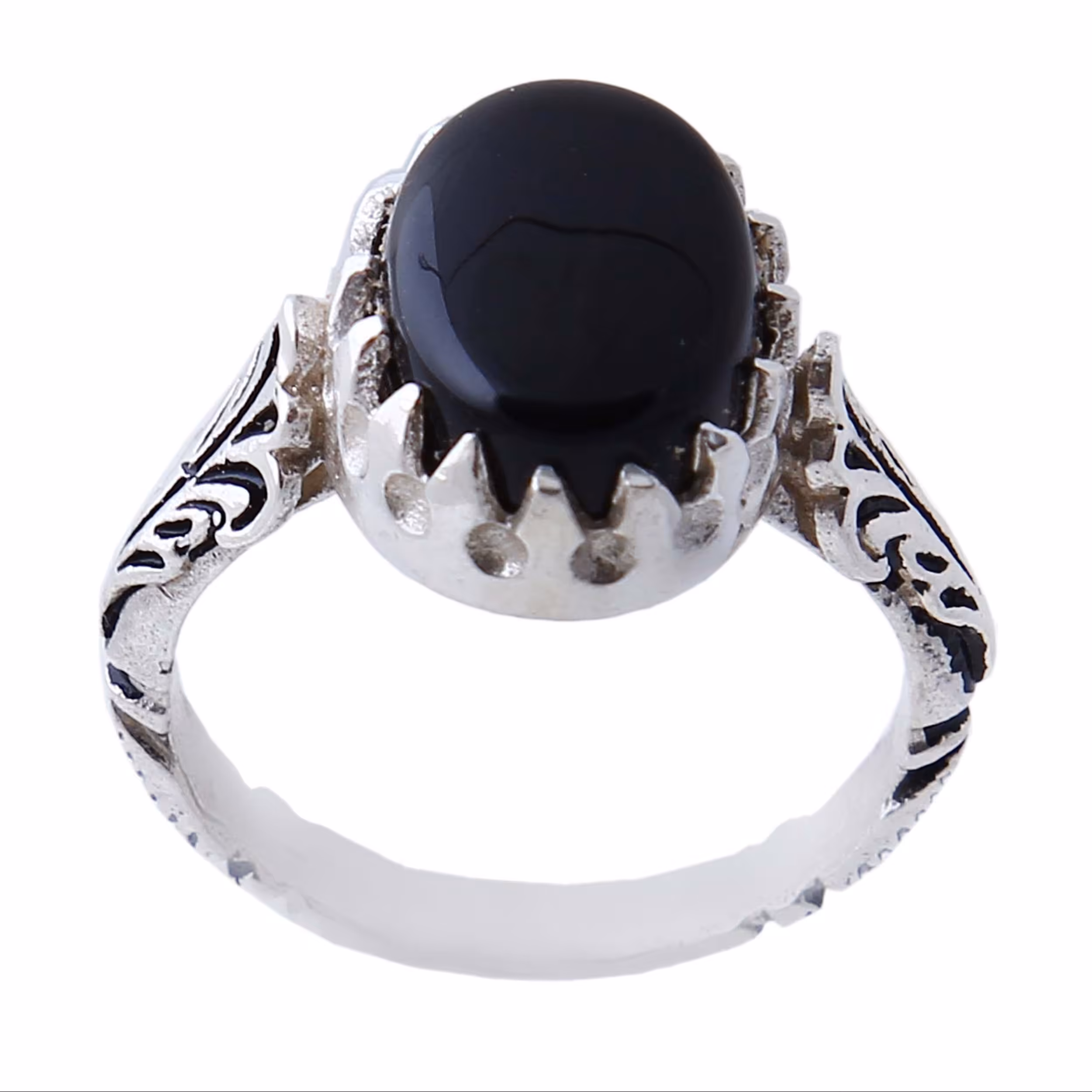 انگشتر نقره مردانه بازرگانی میلادی مدل سنگ عقیق رکاب سیلندری سیاه قلم کد AM1237