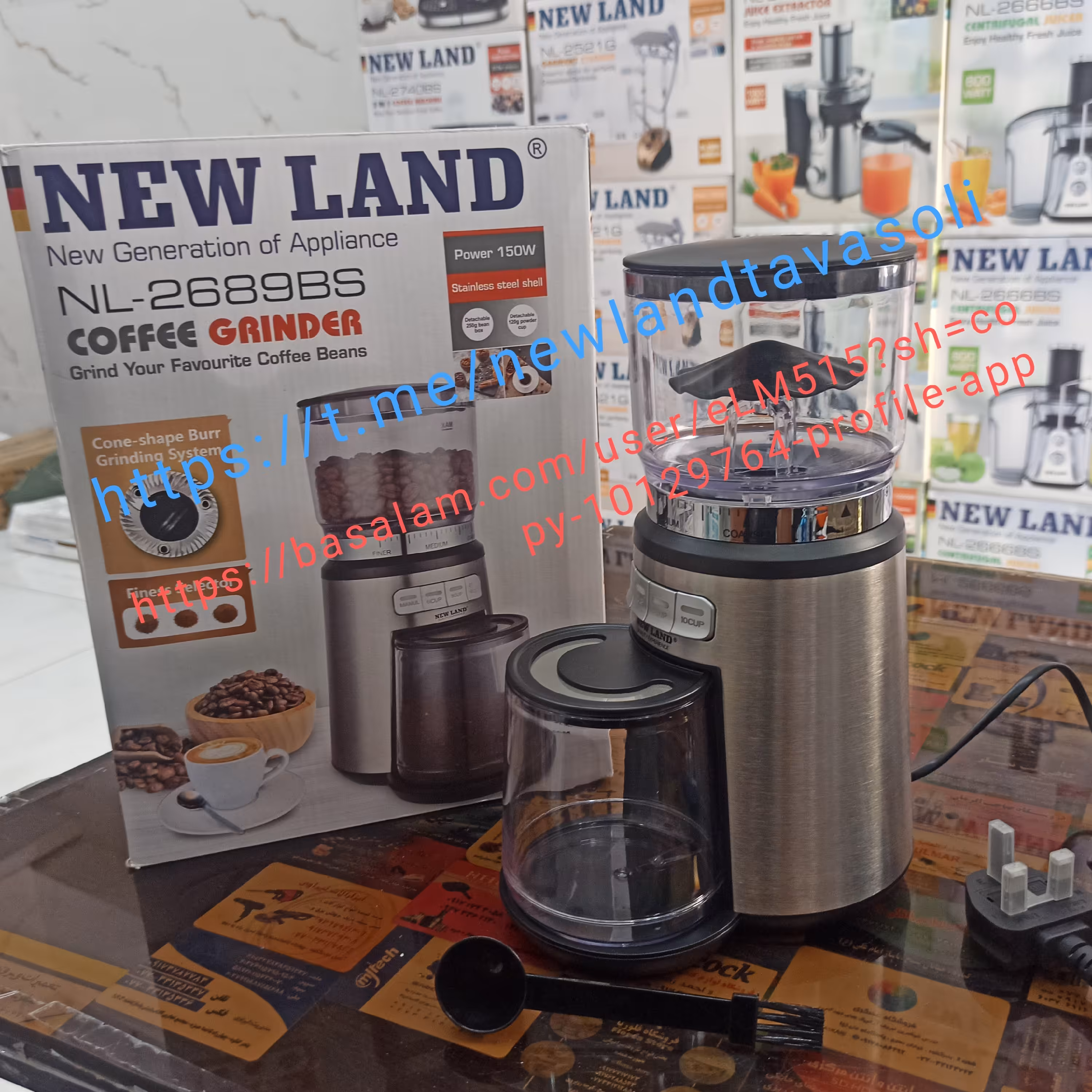 آسیاب قهوه حرفه ای نیولند مدل  coffee grinder new land NL-2689BS