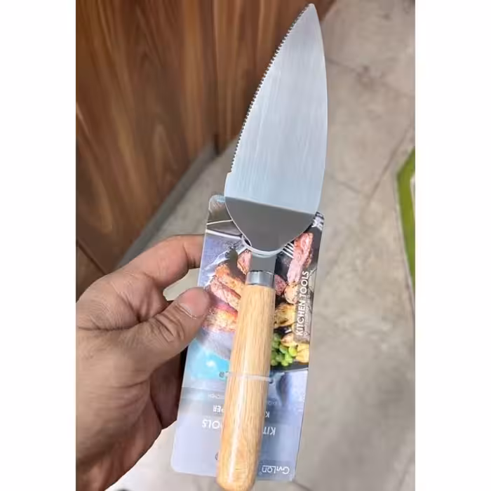 کاردک برش کیک و پیتزا دسته چوبی | amazonchi