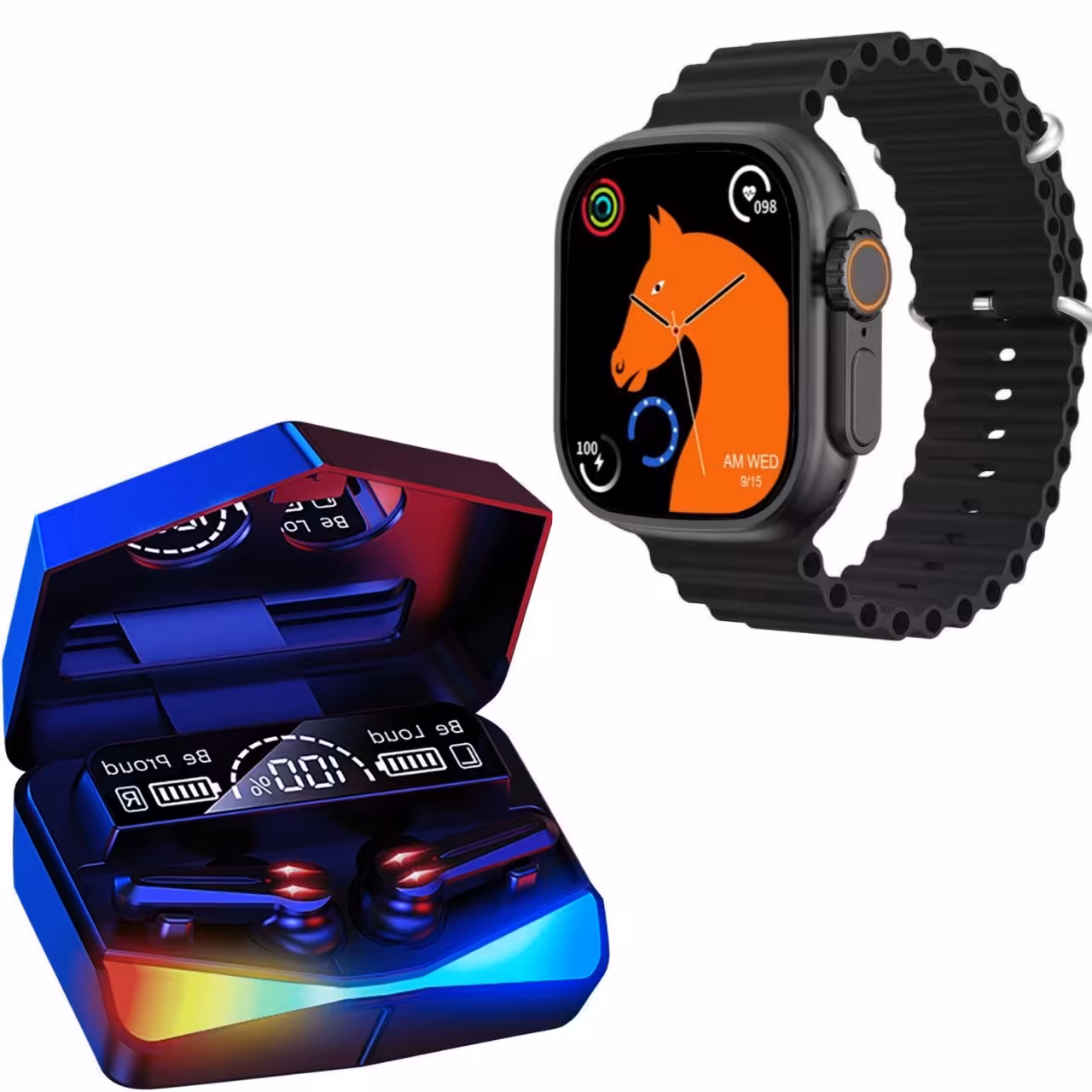 پک ویژه ایرپاد گیمینگ M28(دارای پاور بانک) و ساعت هوشمند T900 ultra 