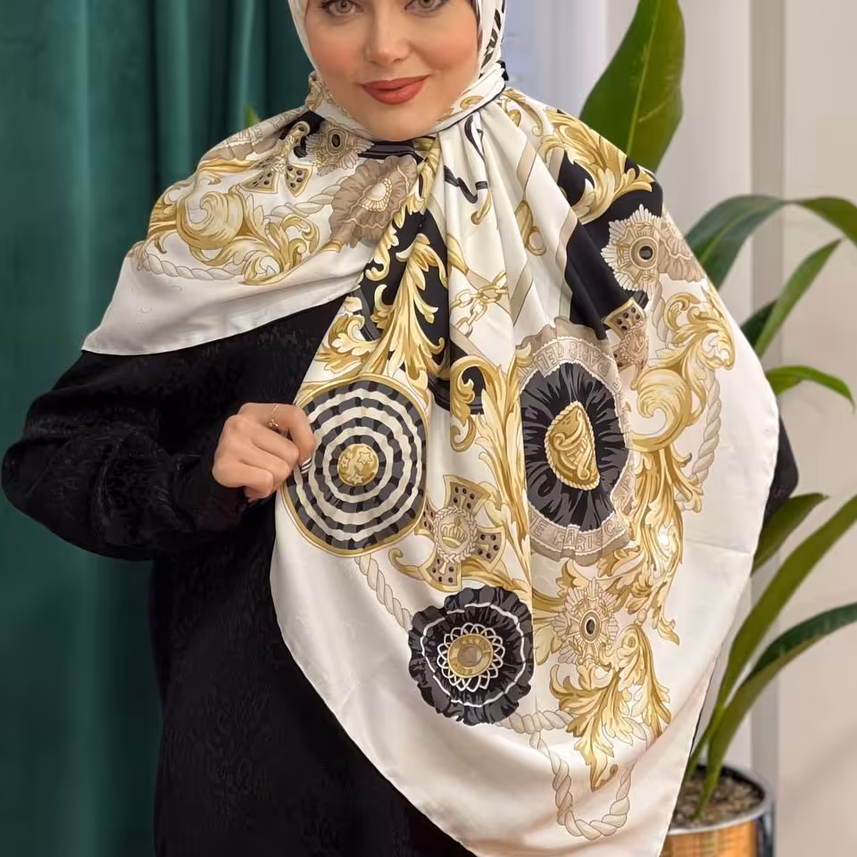 روسری ابریشم ژاکارد مجلسی کد 9480 (2)