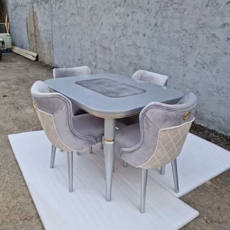 ست 4 نفره پانیز رنگ و پارچه به سلیقه دلخواه شما چوب تمام راش کار با کیفیت