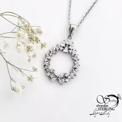 گردنبند نقره ایتالیا طرح جواهر کد 15662