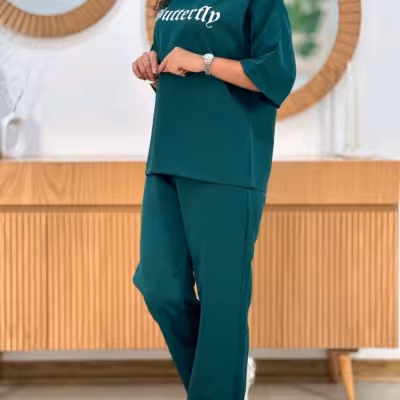 ست تیشرت شلوار کرپ دبل مازراتی پروانه.موجودی سوال شود