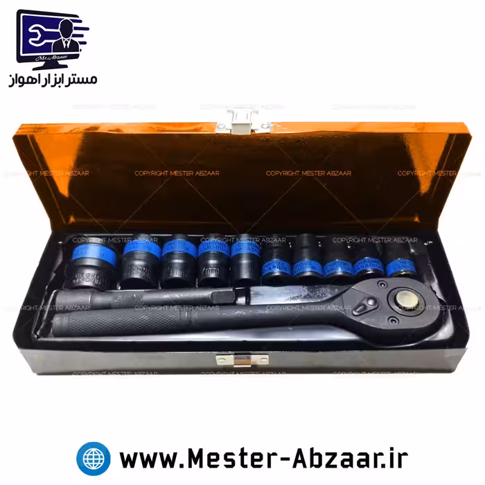 جعبه بکس 12 پارچه فلزی درایو 1.2 تات تولز درب نارنجی TAT TOOLS