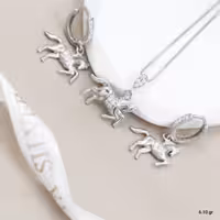 نیم ست نقره طرح اسب مدل طلای سفید کد 1636