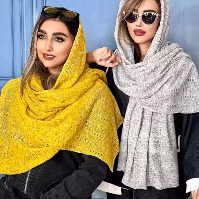 شال بافت ملانژ پاییزه رنگبندی بی نظیر