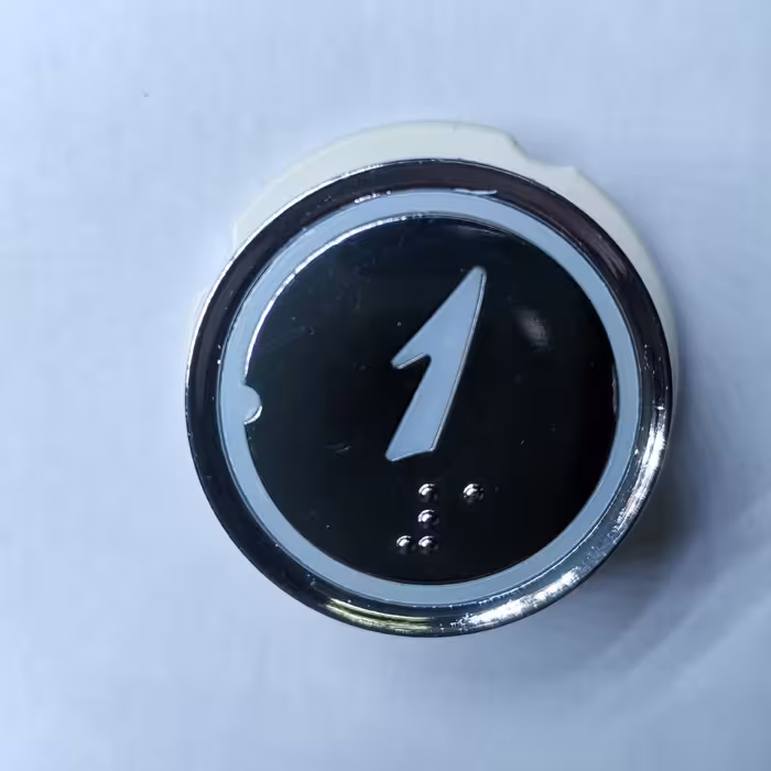 کلید شستی شماره 1  ( طبقه اول)مخصوص صفحه کلید  کابین  نور قرمز   رنگ نقره ای