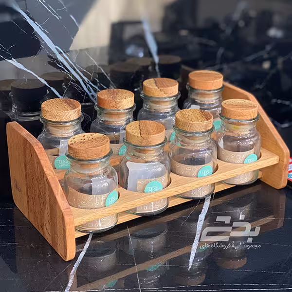 ادویه پایه چوبی 8 عددی نیلوفر