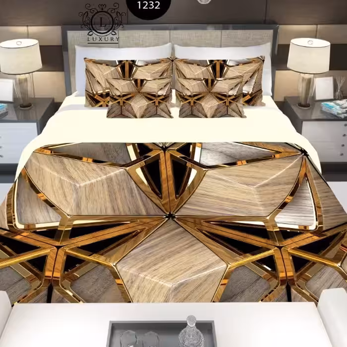 سرویس  روتختی دونفره 8تکه چاپی قابل ست با پرده با انتخاب جنس پارچه کد 1232