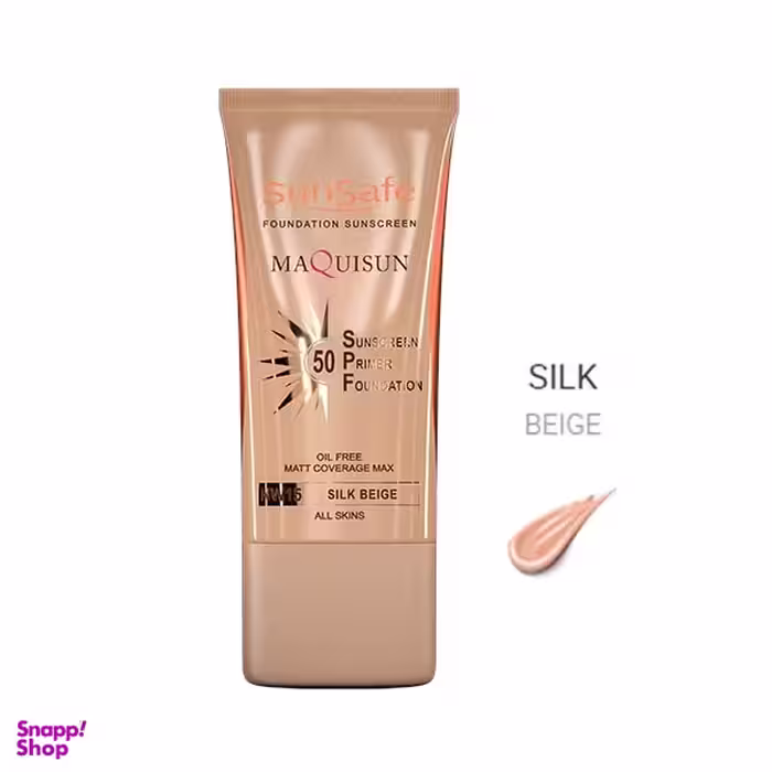 کرم ضد آفتاب رنگی سان سیف ماکی سان همراه با پرایمرspf-50 بژ ابریشمی حجم 40 گرم