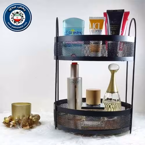 استند پا سماوری 2 طبقه گرد توری مدل کف چوبی