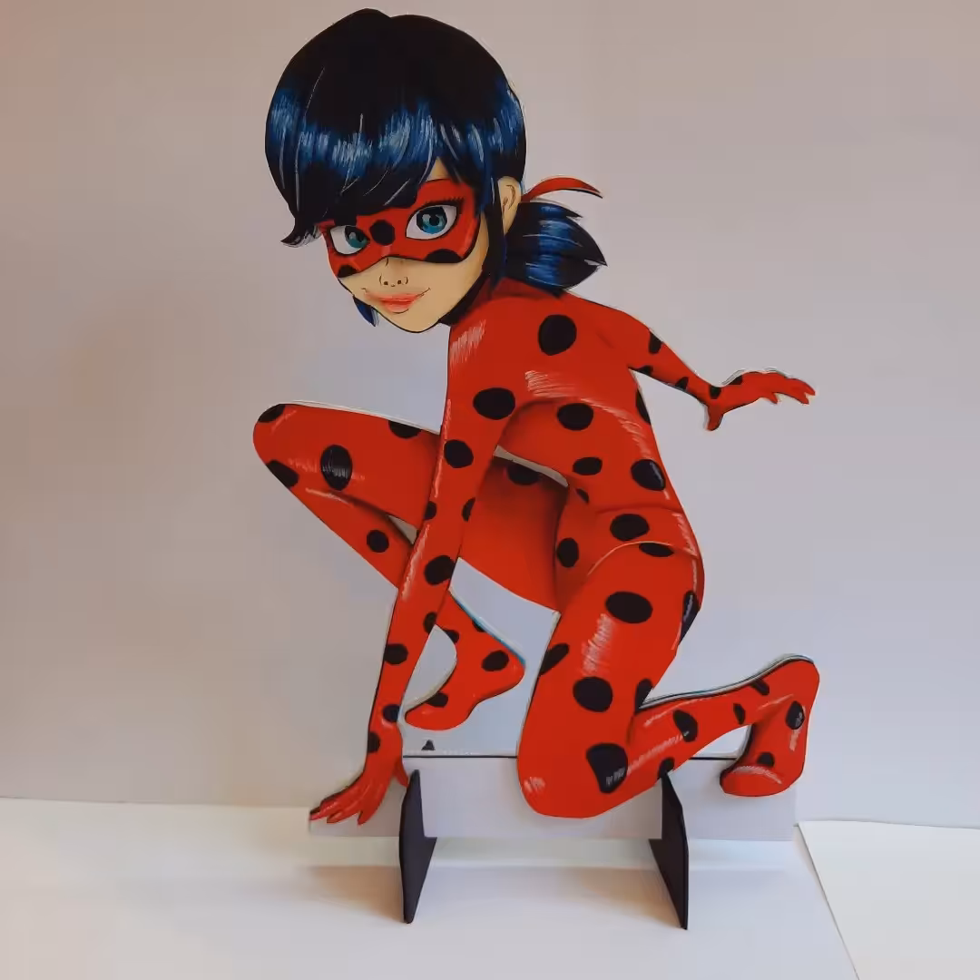 استند مقوای دستسازه تم تولد دختر کفشدوزکی و پسر گربه ای 50cm