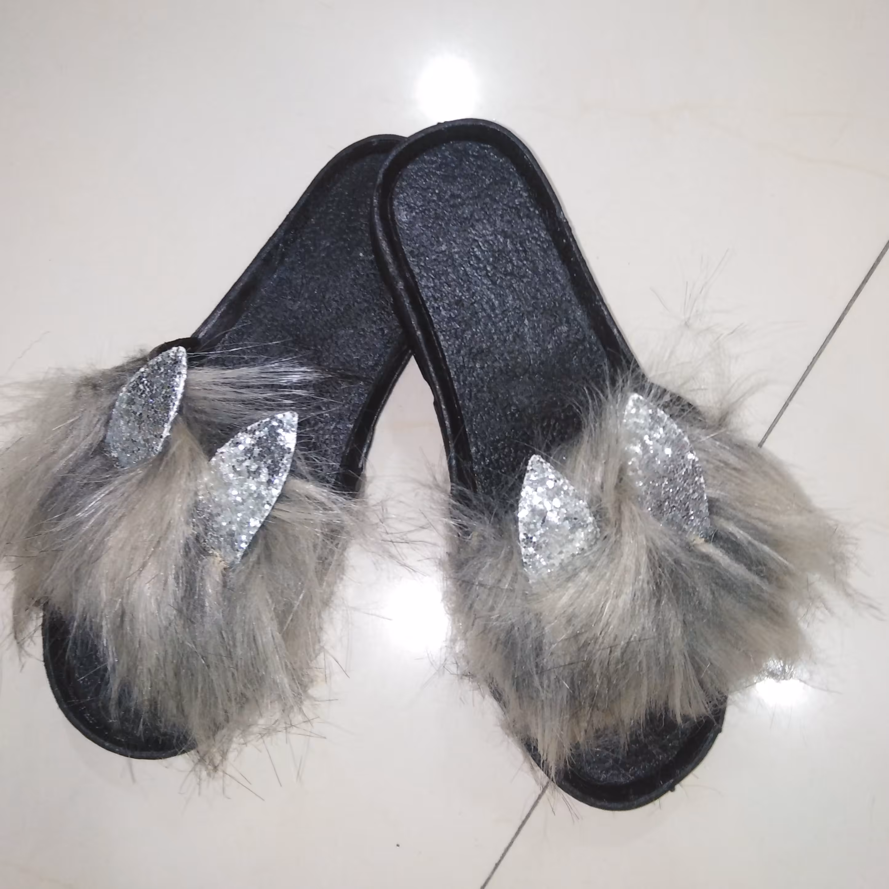 صندل زنانه خرگوشی طوسی