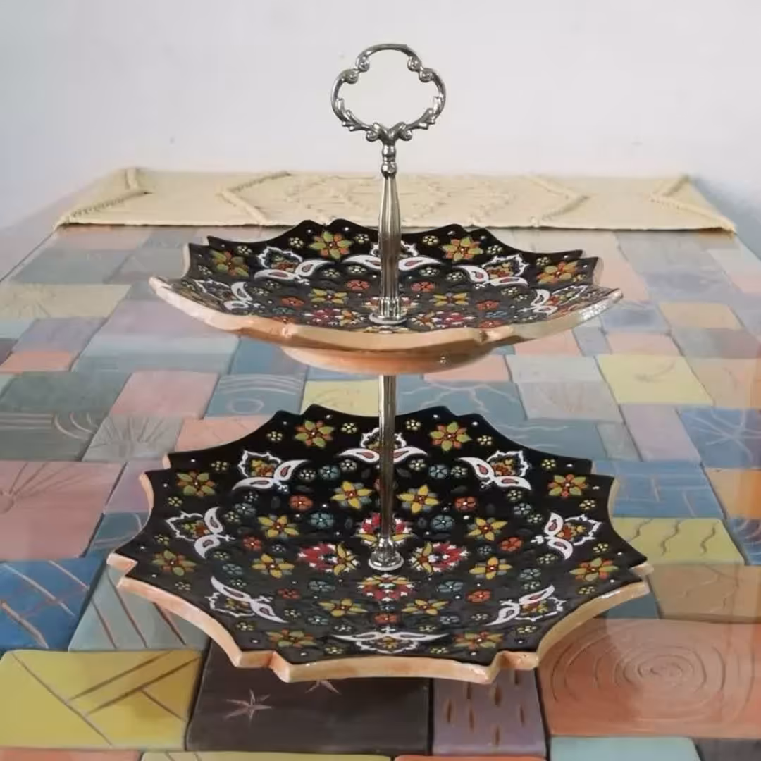 ظرف پذیرایی دوطبقه سفالی