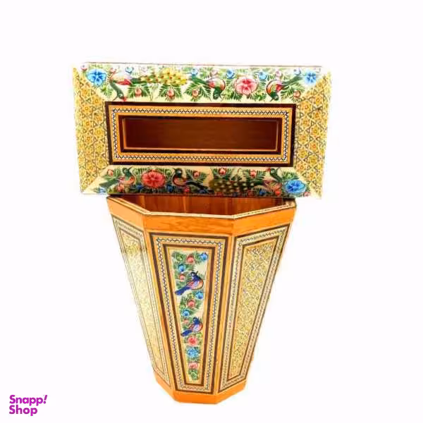 ست جعبه دستمال کاغذی و سطل خاتم کاری کد 01