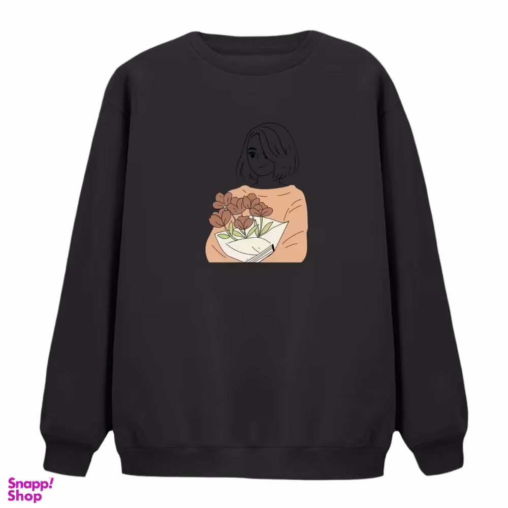 سویشرت زنانه مدل دختر و گل