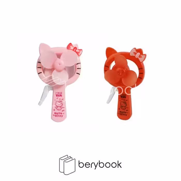 پنکه دستی / فانتزی / طرح هلو کیتی / قرمز صورتی