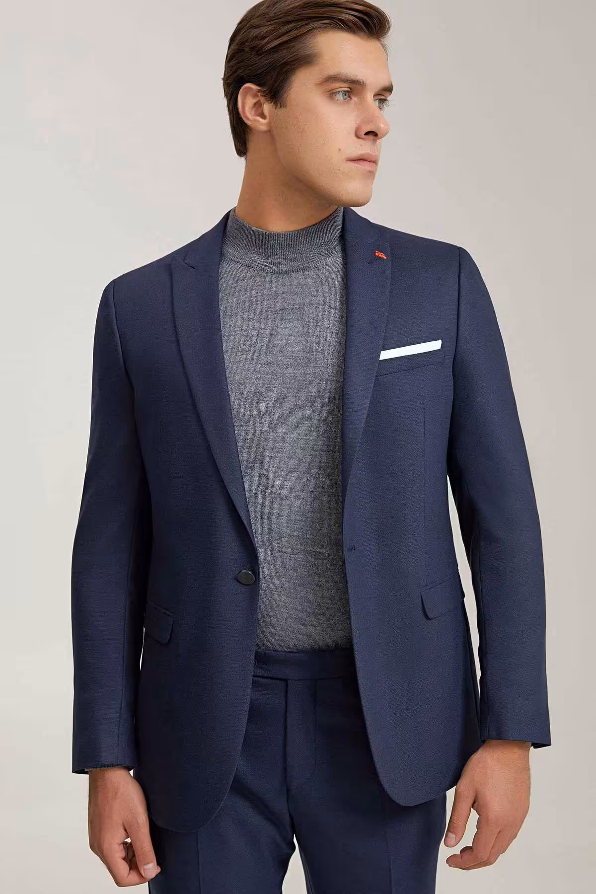 کت وشلوار آبی مردانه SLIM FIT NAVY FLAT لباس تیم ویسکوز TWN