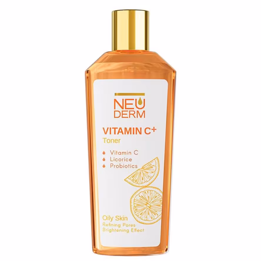 تونر صورت پوست چرب ویتامین سی پلاس نئودرم روشن کننده ضد التهاب حاوی عصاره شیرین بیان و بامبوپاکسازی 