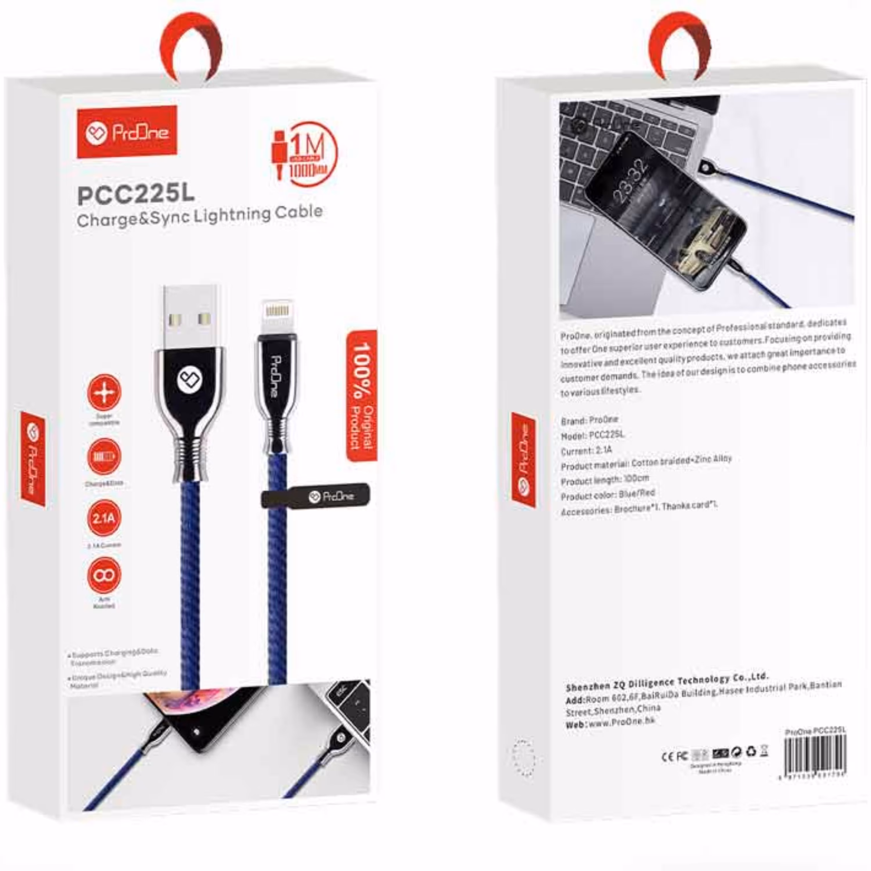 کابل شارژ لایتنینگ پرووان PCC225I با گارانتی 6 ماهه