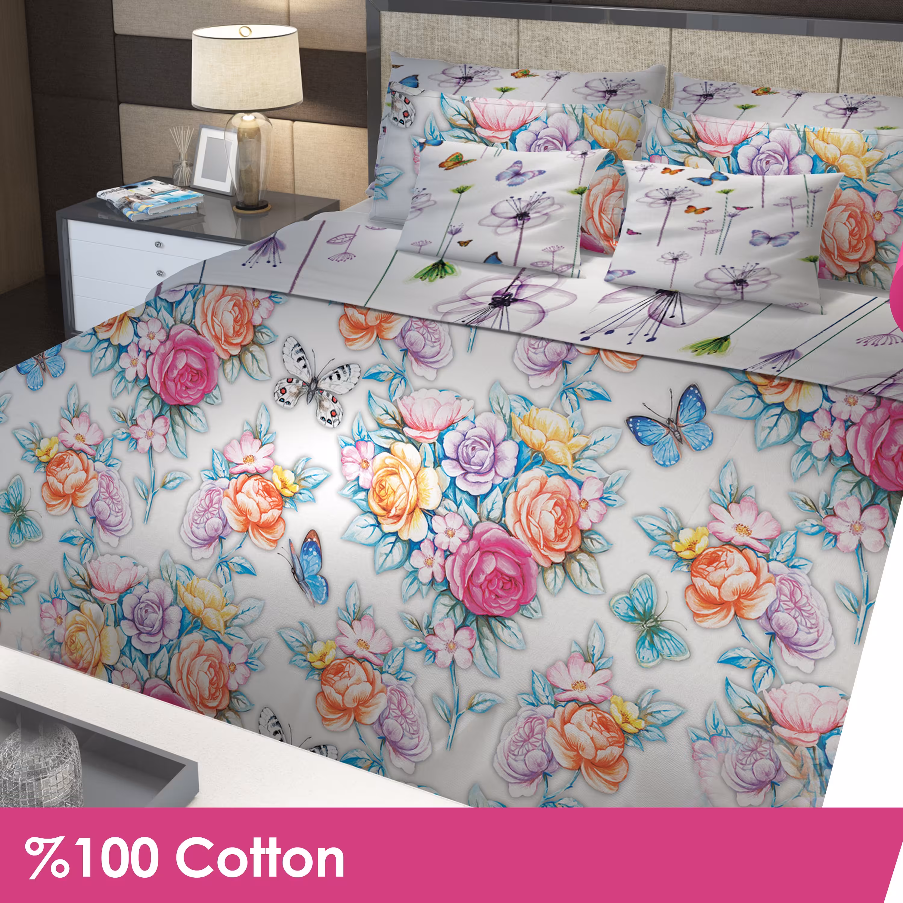 سرویس لحاف یکنفره دیجیتال پنبه ای سارای کد3004