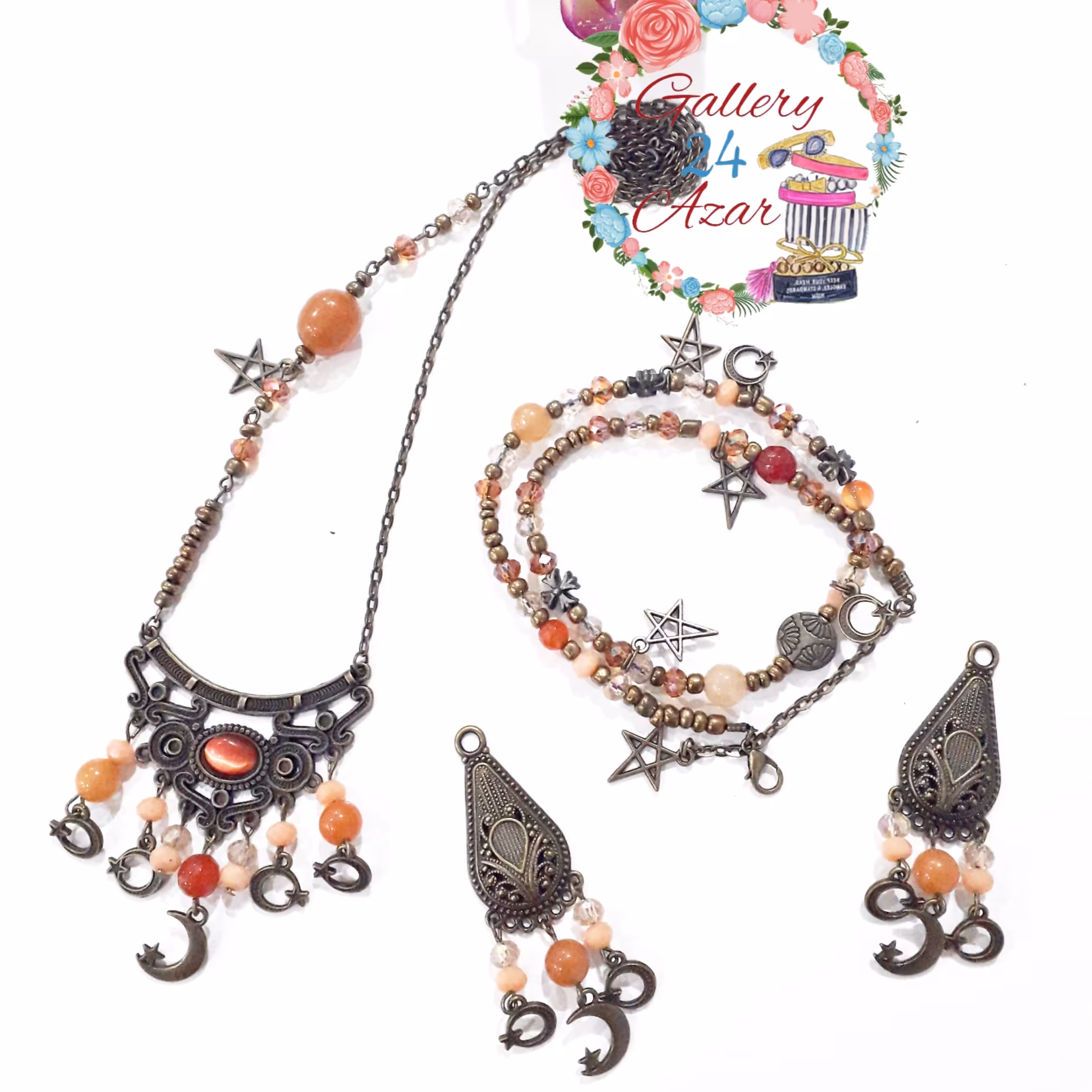 ست گردنبند رو مانتویی عقیق