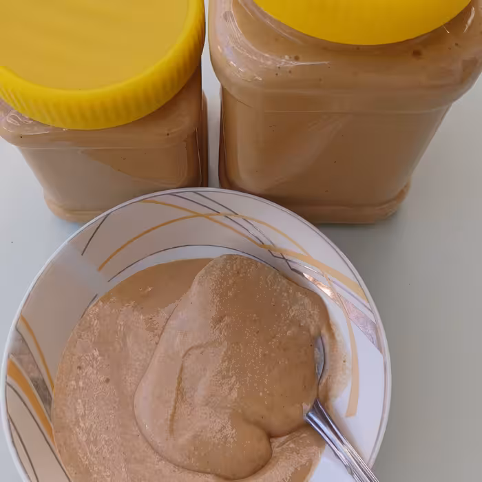 کره بادام زمینی 400 گرمی محلی آستانه اشرفیه تازه کره گیری شده روز . از بادام زمینی امساله1403 